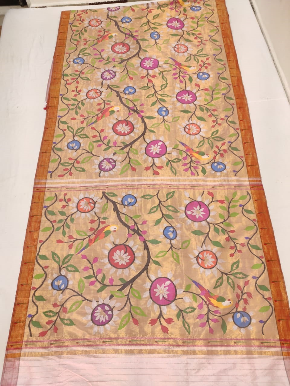 Pure silk handloom all over brocade paithani saree