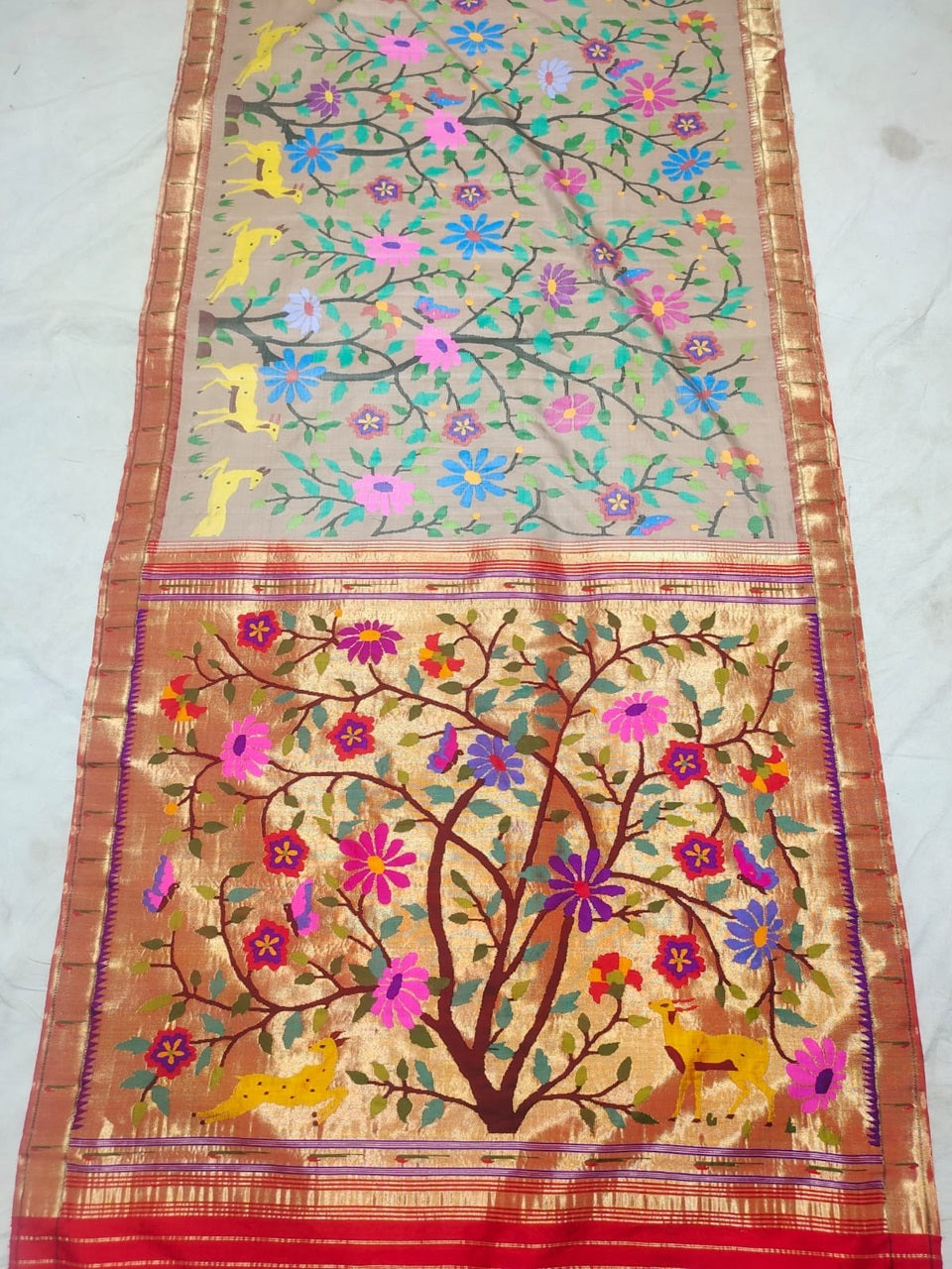 Pure silk handloom all over brocade paithani saree