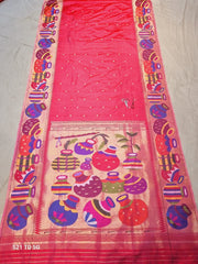 Pure Silk Handloom Brocade Paithani Saree With Matka Design Weaving