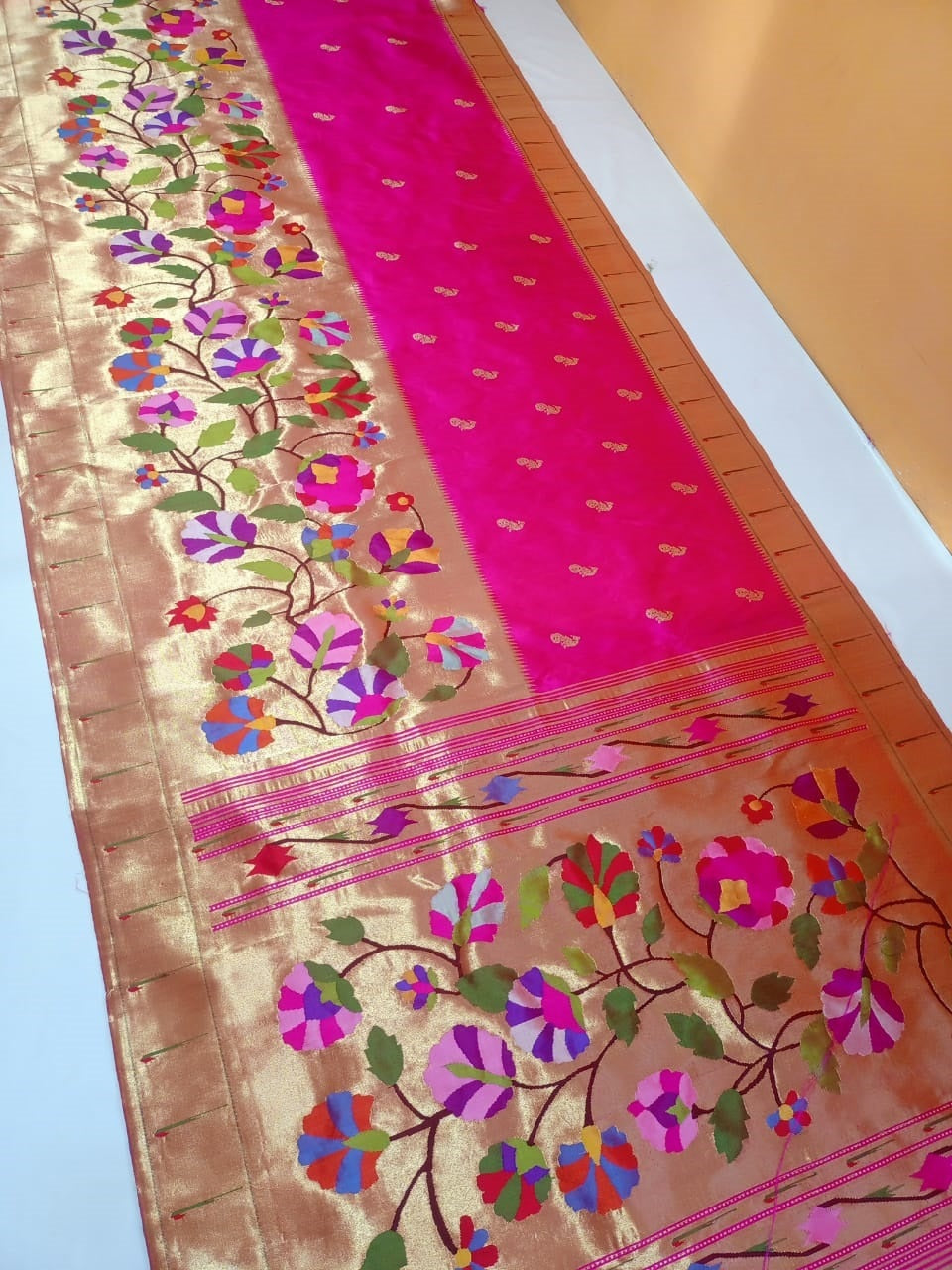 Pure silk handloom half all over brocade paithani saree