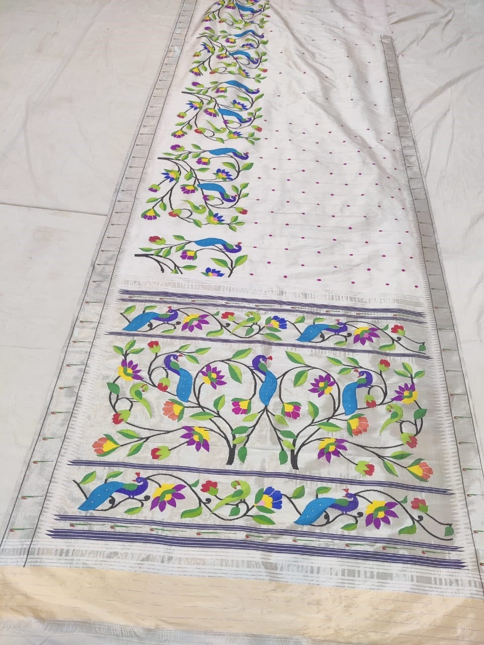 Pure silk handloom half all over brocade paithani saree