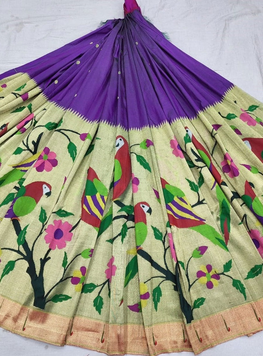 Pure silk handloom half all over design lehenga material