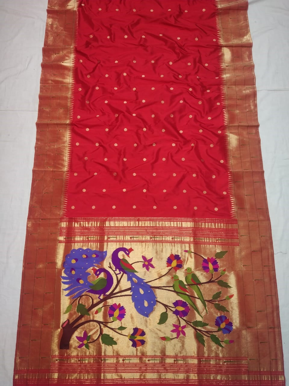 Pure silk handloom triple muniya brocade paithani saree