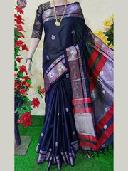 Peacock border paithani soft sico silk saree all over butti