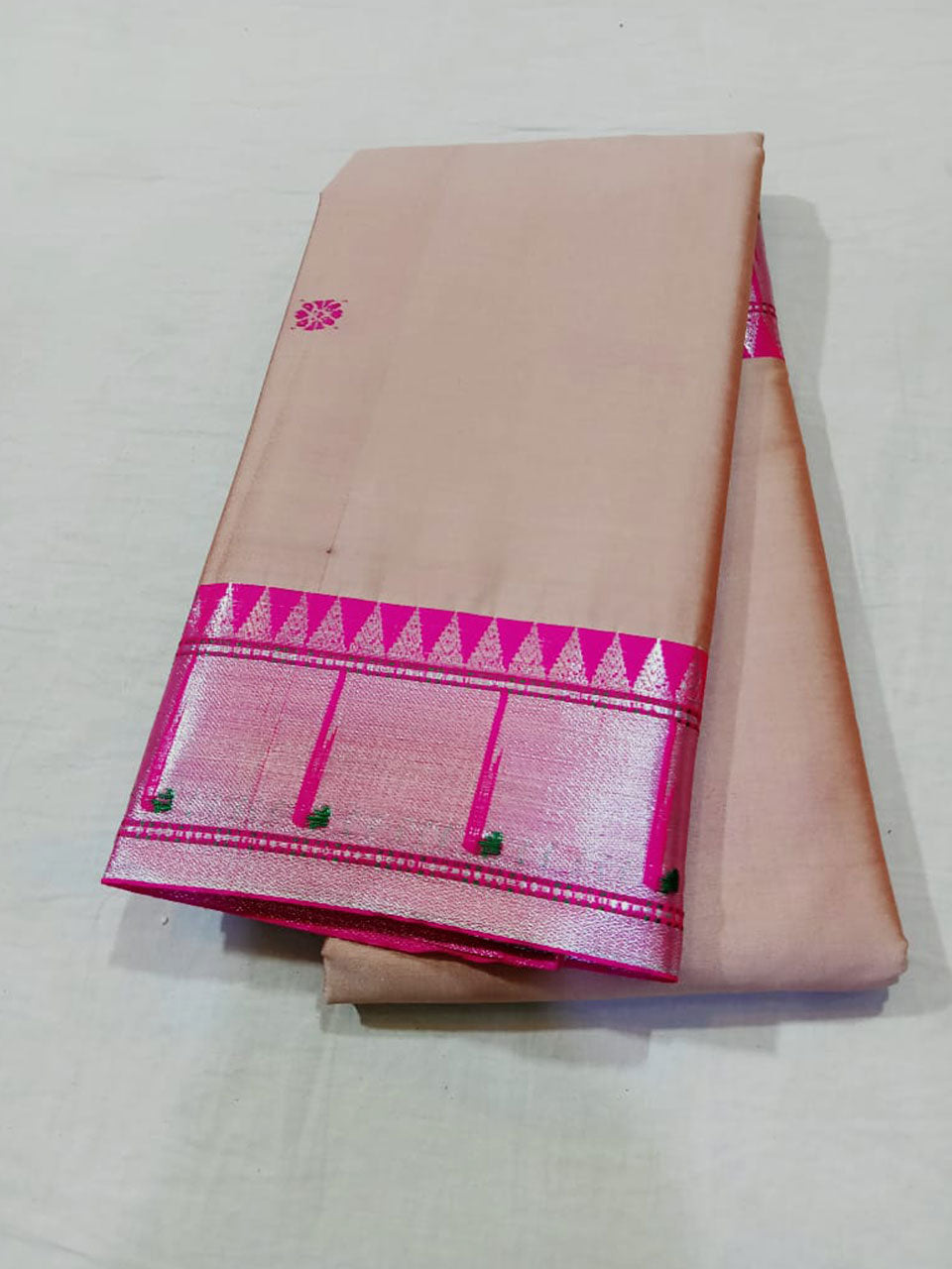 Semi Paithani saree with contrast blouse