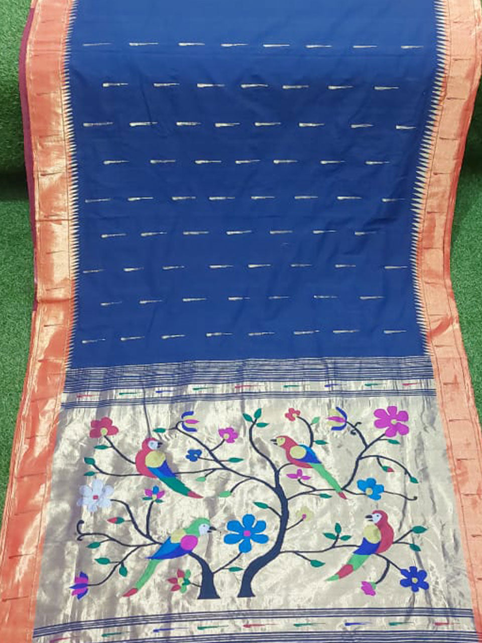 Cotton handloom Muniya brocade paithani saree