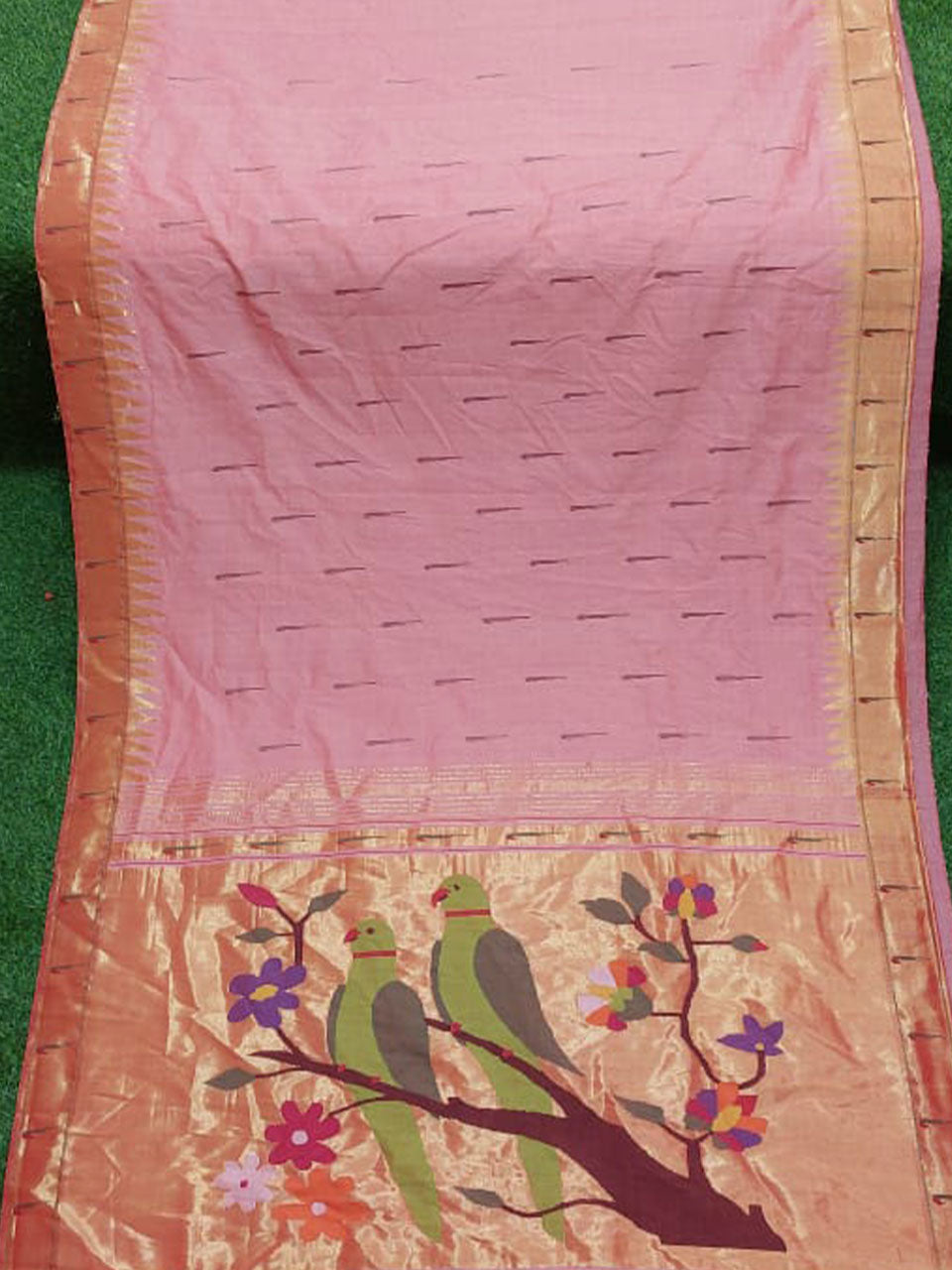 Cotton handloom Muniya brocade paithani saree
