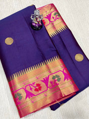 Aasavali Border Paithani soft silk