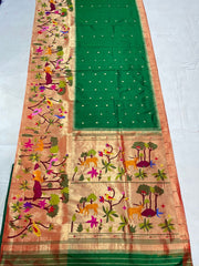 Pure Silk Handloom Half All Over Design Brocade Paithani Saree