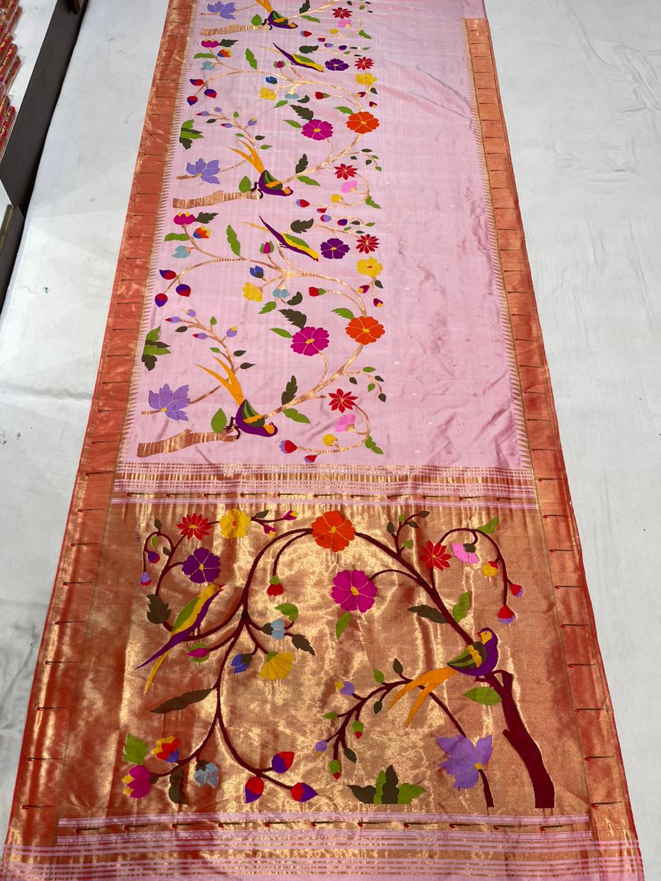 Pure Silk Handloom Half All Over Design Brocade Paithani Saree