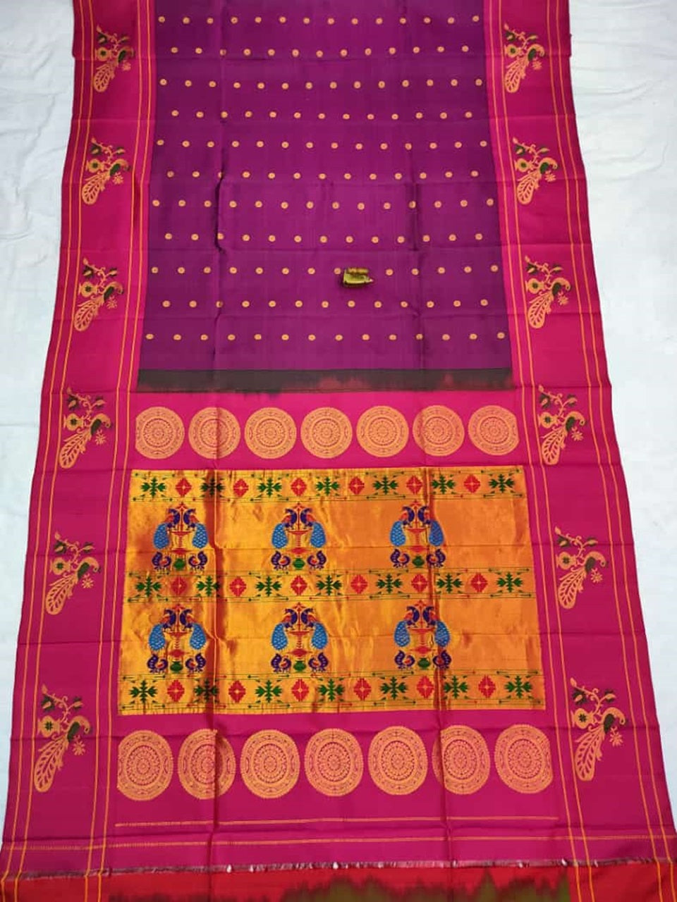 Peckok border brocade paithani saree