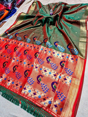 Peacock Border Brocade Paithani