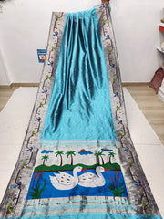 Pure Silk Handloom Peacock Parrot border Brocade Paithani saree