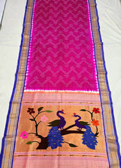 Pure silk handloom bandhani paithani saree with fancy pallu