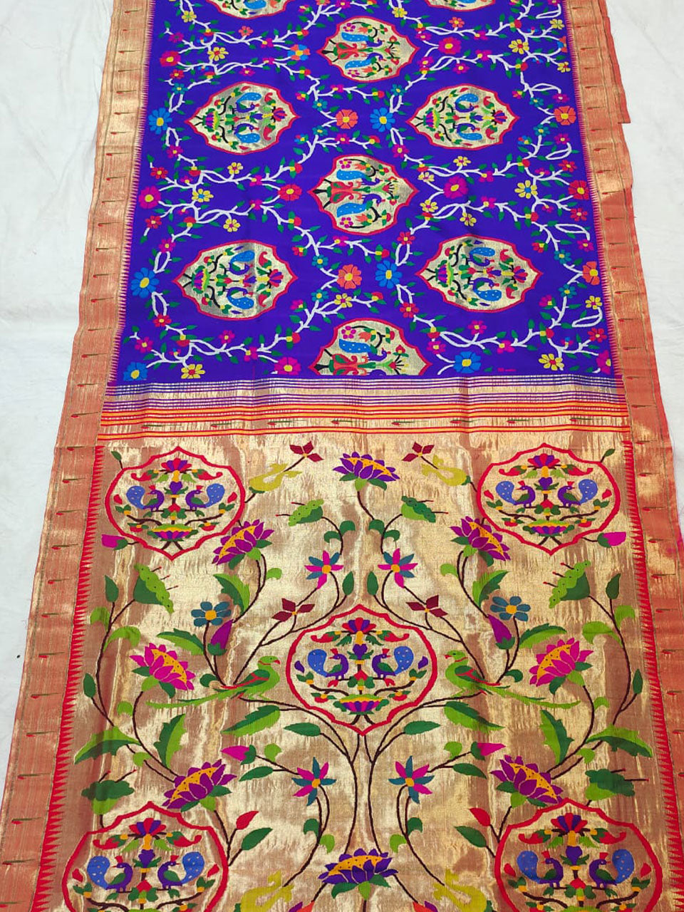 Pure silk handloom all over design brocade paithani saree