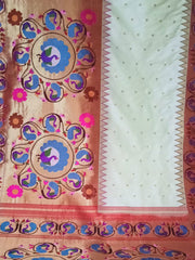 Pure silk handloom half all over design brocade paithani saree