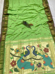 Handloom cotton paithani saree with fancy pallu