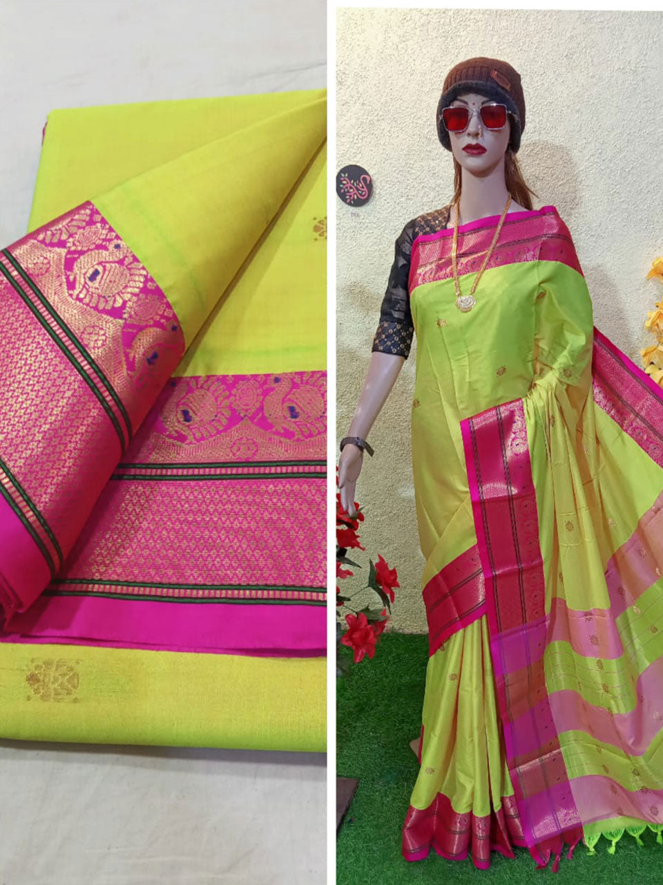 Peshvai border paithani soft sico silk saree