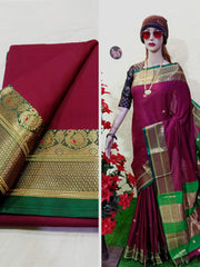 Peshvai border paithani soft sico silk saree