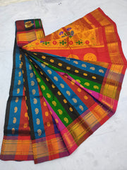 Pure silk handloom traditional maharani paithani saree