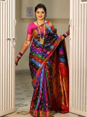 Pure silk handloom traditional maharani paithani saree