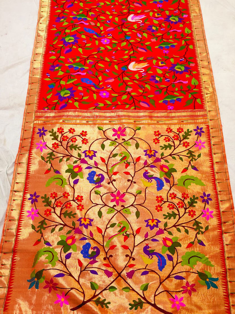 Pure silk handloom all over design brocade paithani saree